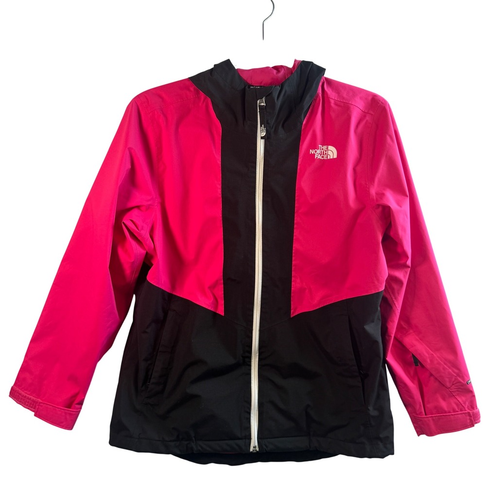The North Face Girls Zipline Hooded Rain Jacket Pink Black L 14/16 Waterproof